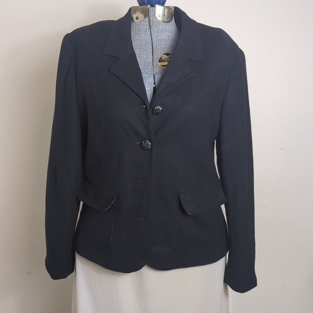Vintage Wool Blend Animal Print Lined Blazer Jacket Women's 8P